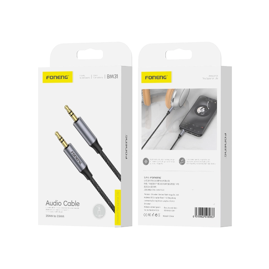 FONENG cable BM31 JACK 3.5MM - JACK 3.5MM 1M Black(Cables)
