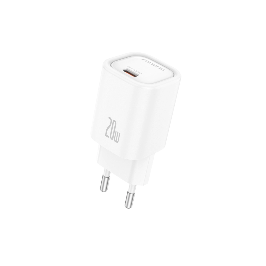 FONENG wall charger EU69 PD 20W 1xUSB-C + cable USB-C - USB-C White снимка 1