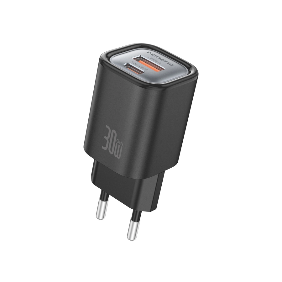 FONENG wall charger EU71 PD 30W 1xUSB-C + 1xUSB QC3.0 Black снимка 1