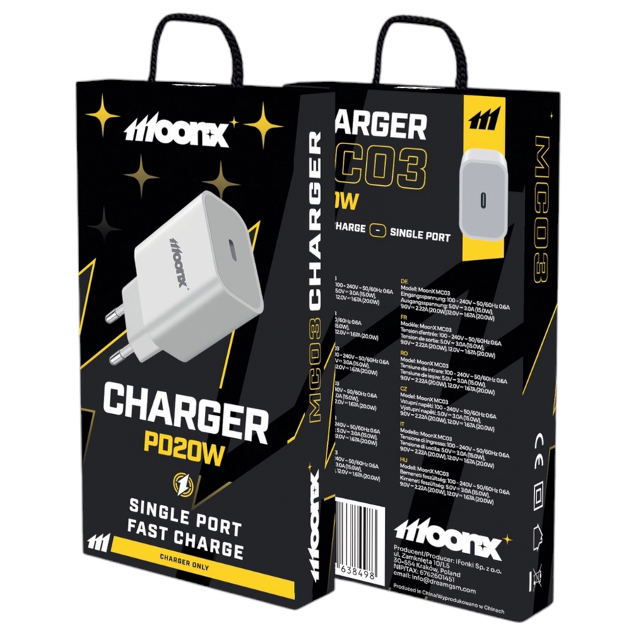 MoonX MOONX wall charger MC03 PD 20W 1xUSB-C White(Chargers)