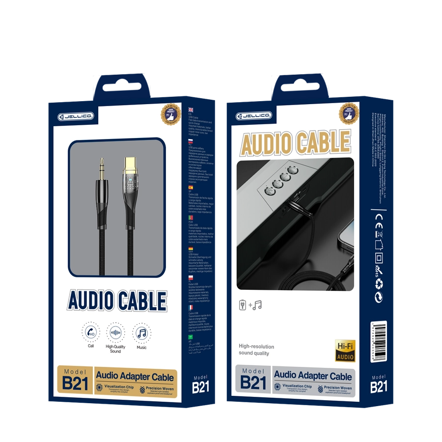 Jellico cable B21 USB-C - JACK 3.5MM 1.2M Black(Cables)