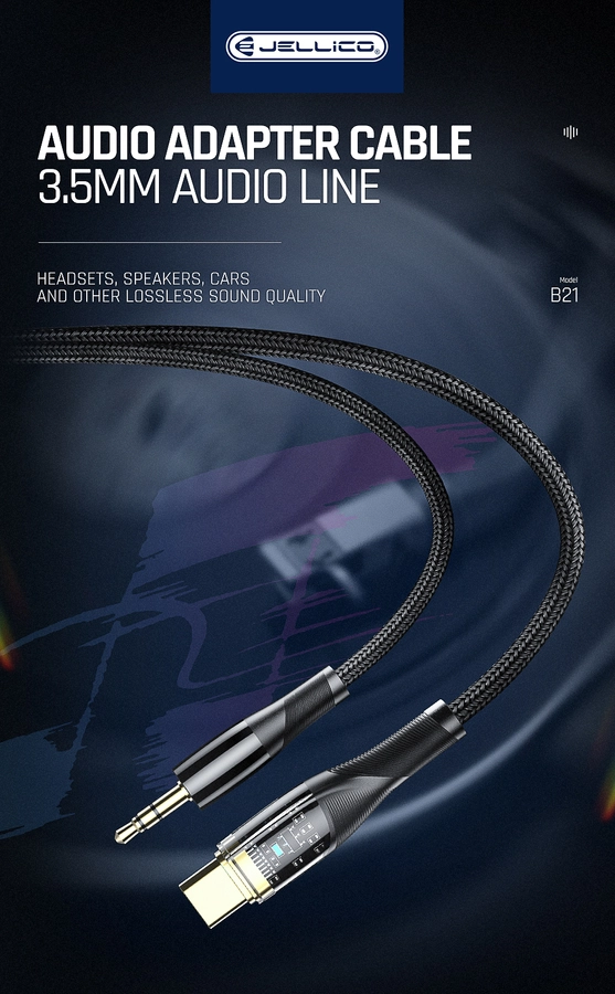 Jellico cable B21 USB-C - JACK 3.5MM 1.2M Black снимка 2
