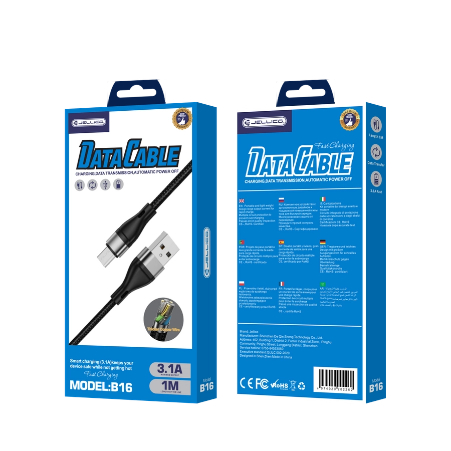 Jellico cable B16 Micro USB 3.1A 1M Black(Cables)