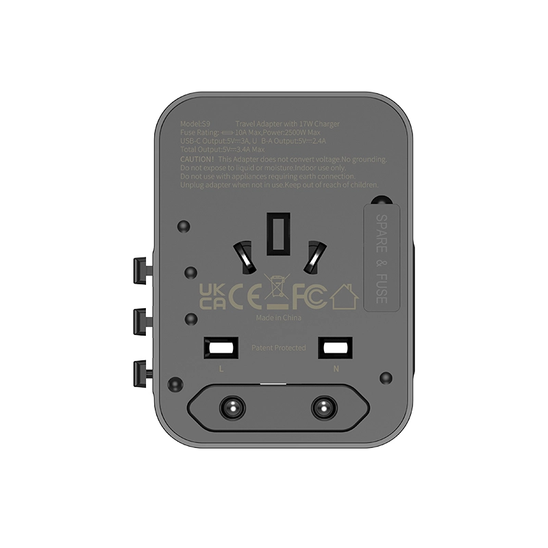 Jellico universal travel adapter S9 PD 2xUSB-C + 1xUSB 3.4A Max 2500W Black снимка 9