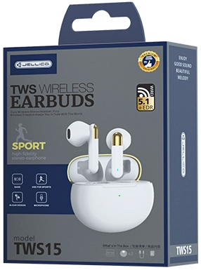Jellico wireless earphones TWS15 White(Headphones)