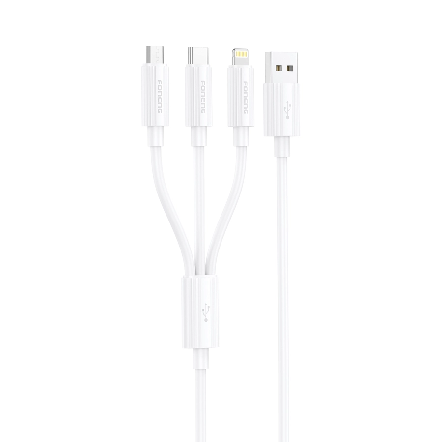 FONENG cable XS07 3w1 3A 1.2M White снимка 1