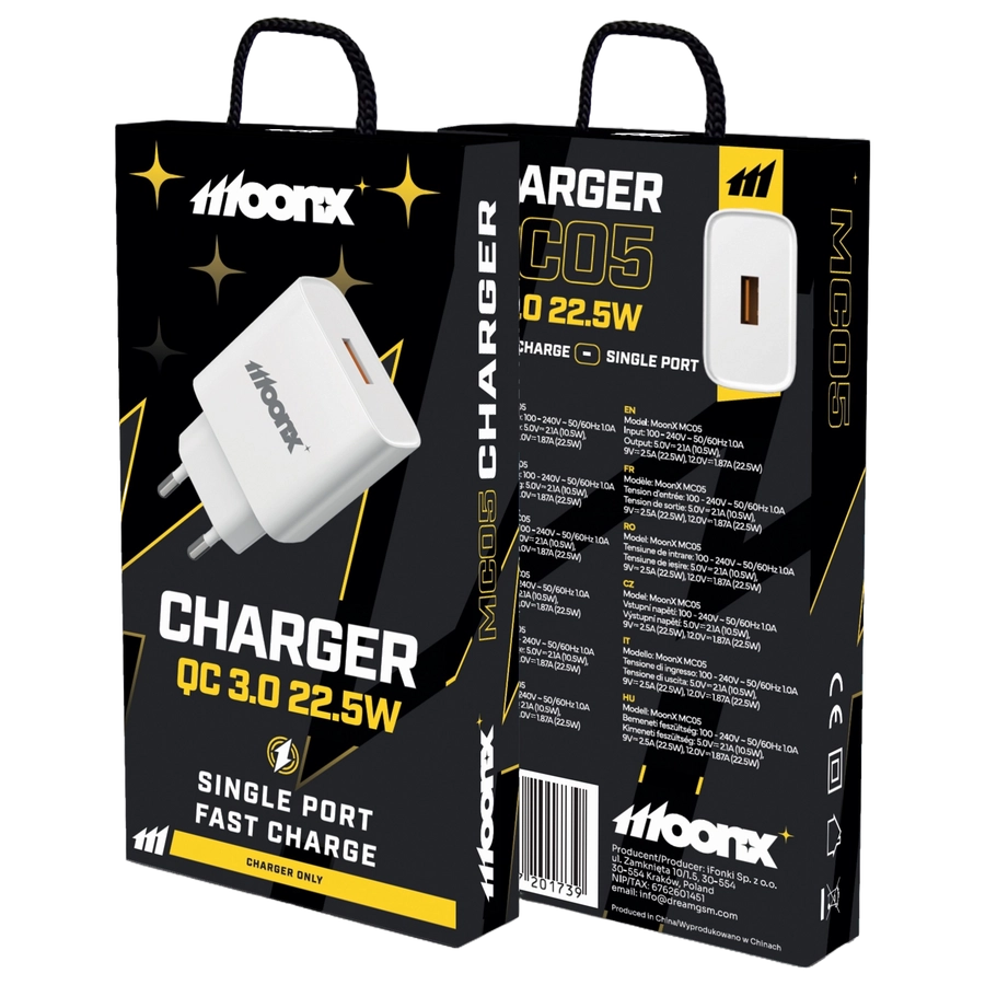MoonX MOONX wall charger MC05 22,5W 1xUSB QC3.0 White(Chargers)