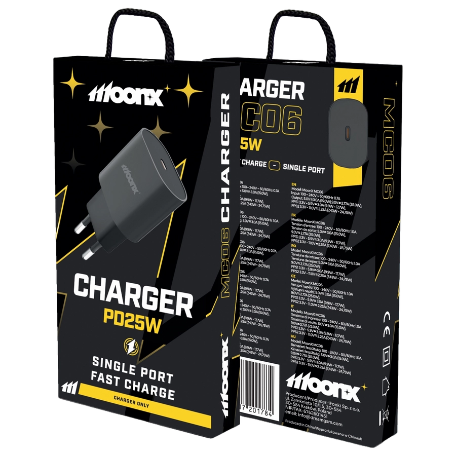MoonX MOONX wall charger MC06 PD 25W 1xUSB-C Black(Chargers)
