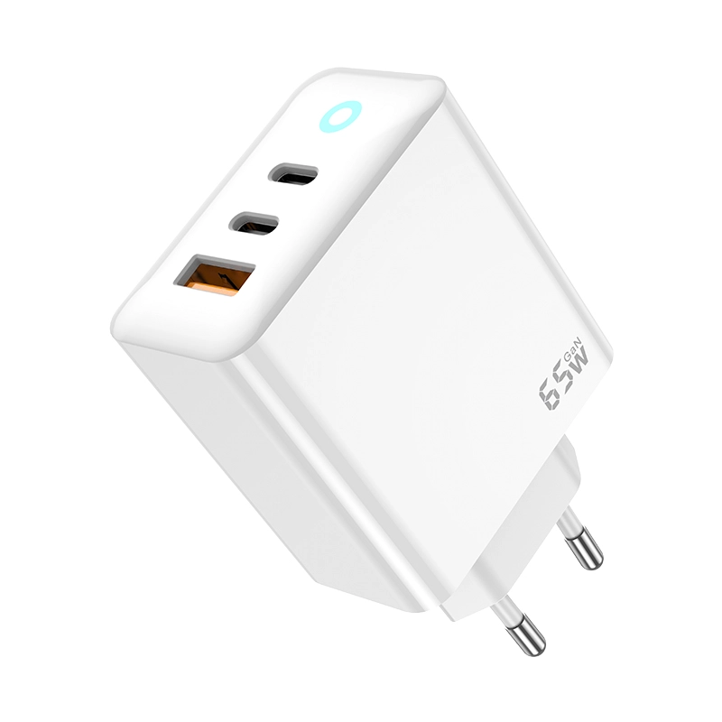 Jellico wall charger EU20 GaN PD 65W 2xUSB-C + 1xUSB QC3.0 + cable USB-C - USB-C White снимка 1