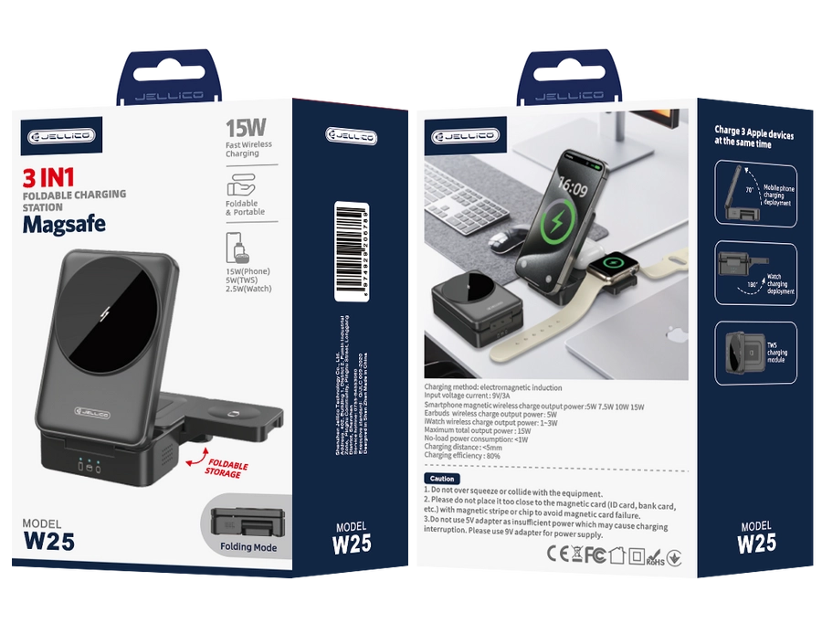 Jellico wireless charger 3in1 W25 15W Black(Chargers)