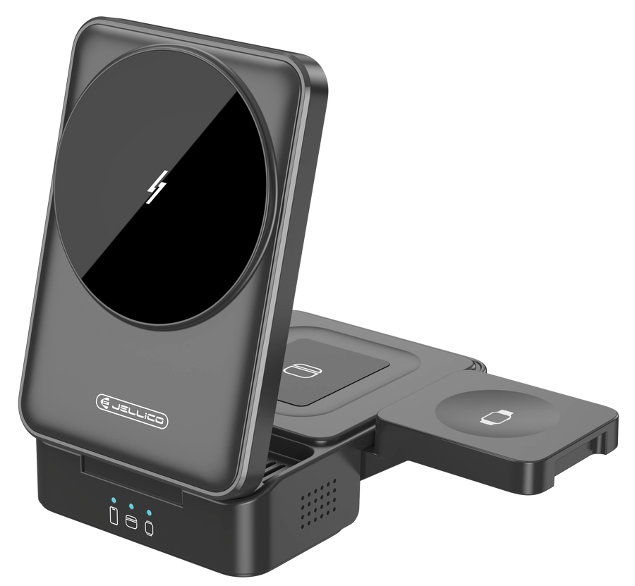 Jellico wireless charger 3in1 W25 15W Black снимка 2