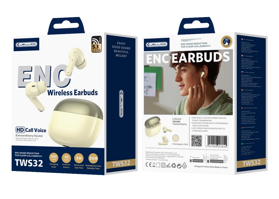 Jellico wireless earphones (ENC) TWS32 Yellow(Headphones)