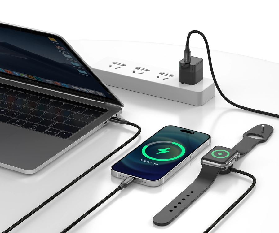 Jellico kabel B25 3w1 (Apple Watch) 3.1A 1.2M Czarny снимка 2