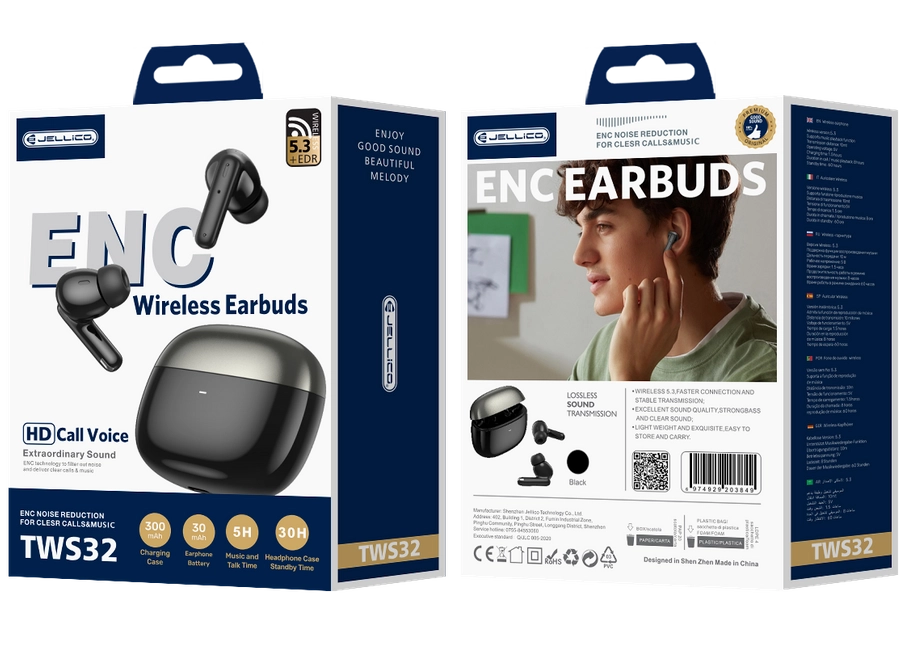Jellico wireless earphones (ENC) TWS32 Black снимка 4