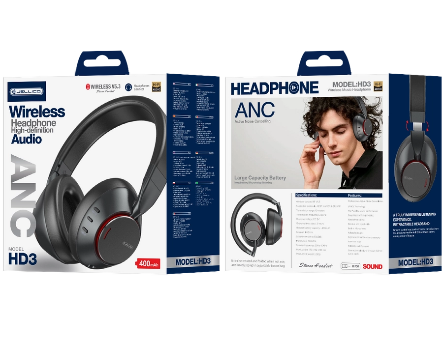 Jellico wireless headphones (ANC) HD3 Black(Headphones)