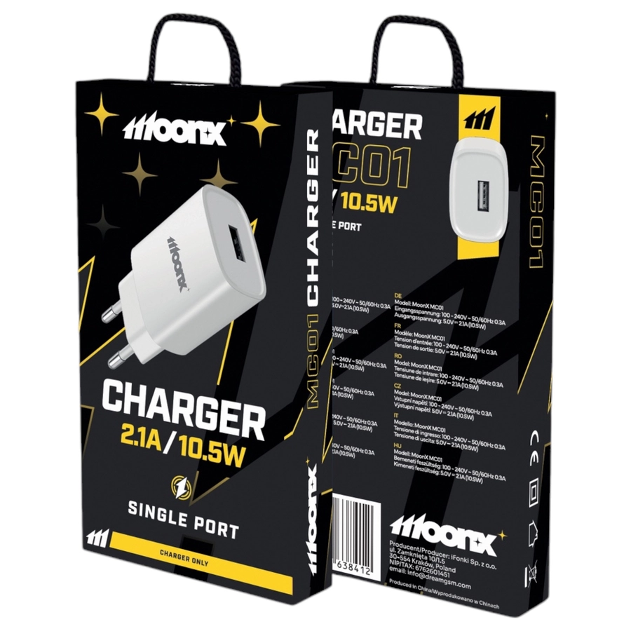 MoonX MOONX wall charger MC01 2.1A 10.5W 1xUSB White(Chargers)