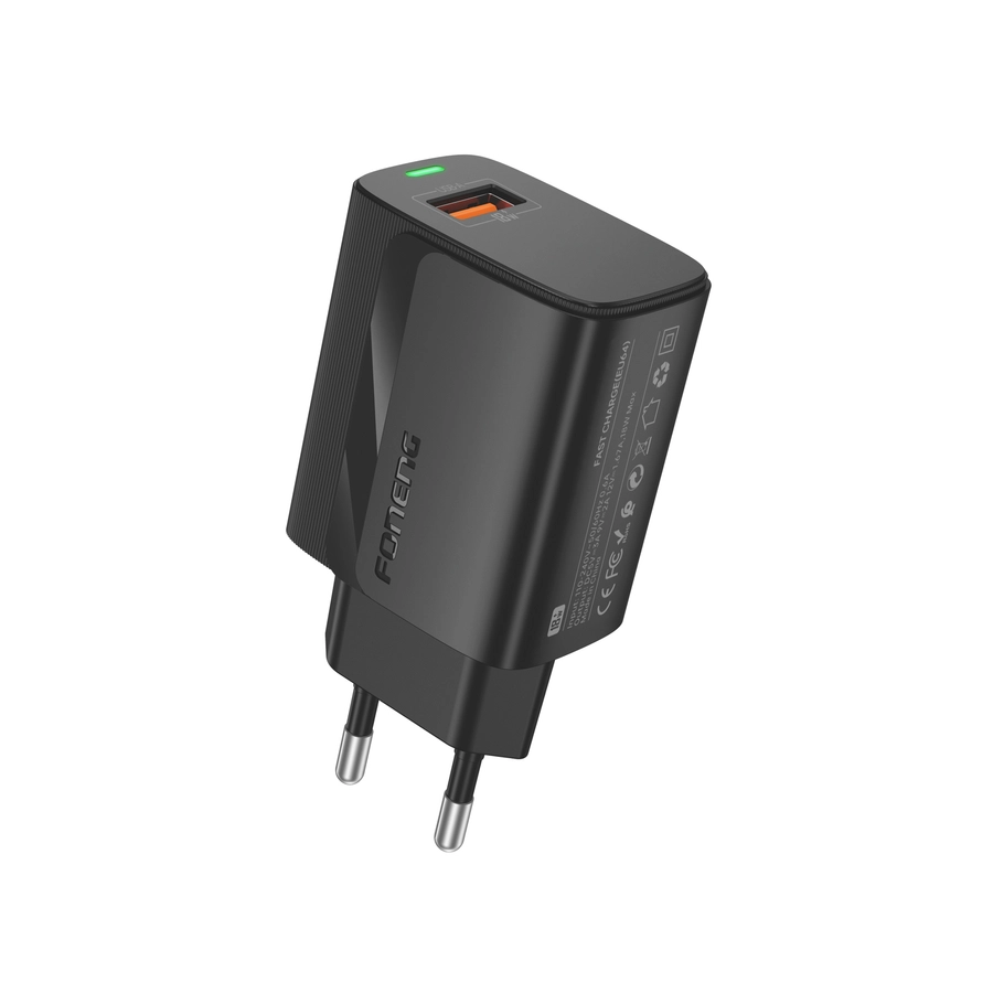 FONENG wall charger EU64 18W 1xUSB QC3.0 + cable Micro Black снимка 2