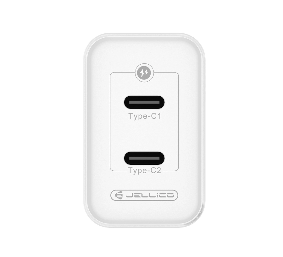 Jellico wall charger C106 GaN PD 45W 2xUSB-C + cable USB-C - USB-C White снимка 3