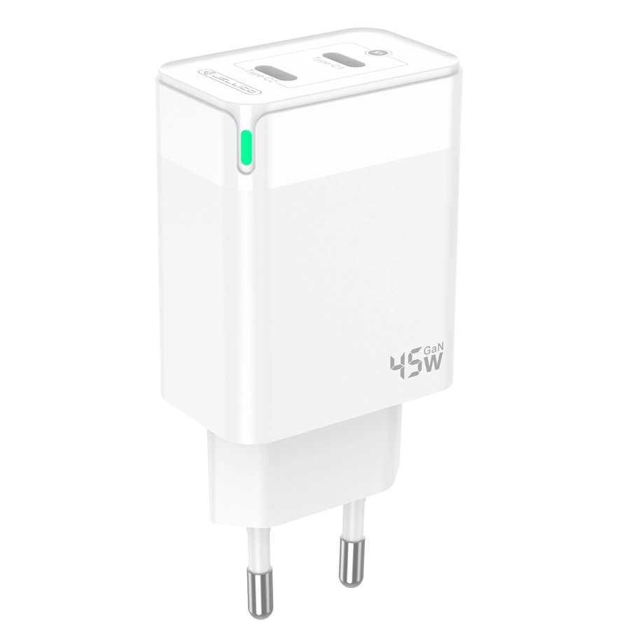 Jellico wall charger C106 GaN PD 45W 2xUSB-C + cable USB-C - USB-C White снимка 4