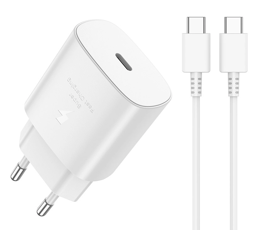 Jellico wall charger EU25 PD 25W 1xUSB-C + cable USB-C - USB-C White снимка 1