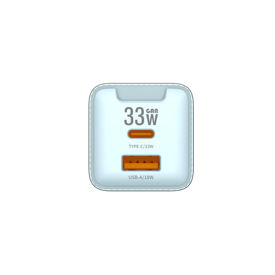 Jellico wall charger EU55 GaN PD 33W 1xUSB-C + 1xUSB QC3.0 Blue снимка 3