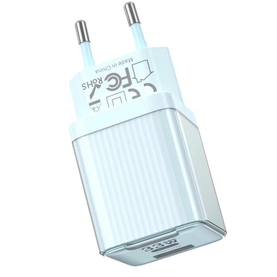 Jellico wall charger EU55 GaN PD 33W 1xUSB-C + 1xUSB QC3.0 Blue снимка 4