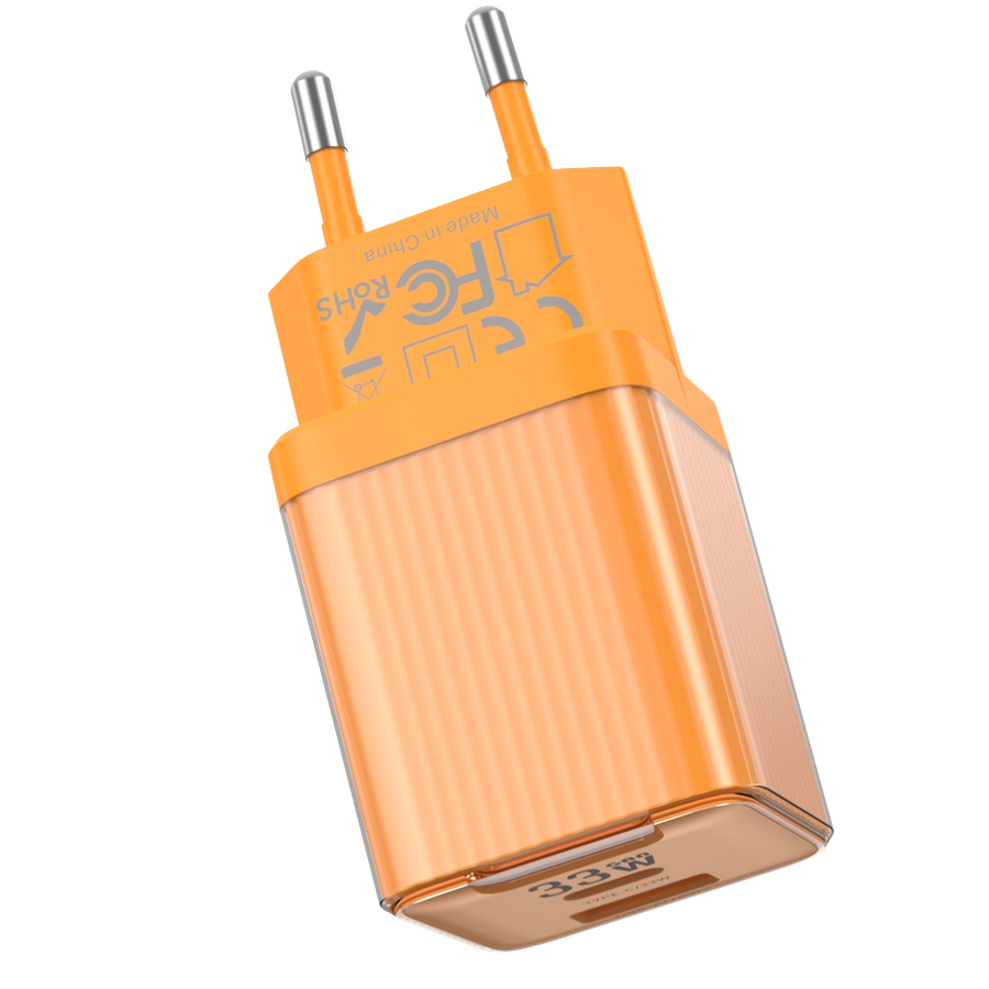Jellico wall charger EU55 GaN PD 33W 1xUSB-C + 1xUSB QC3.0 Orange снимка 5